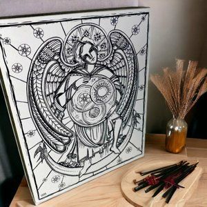 Cosmos Cosmic Angel Wooden Color Book Box Sign by Primitives By Kathy